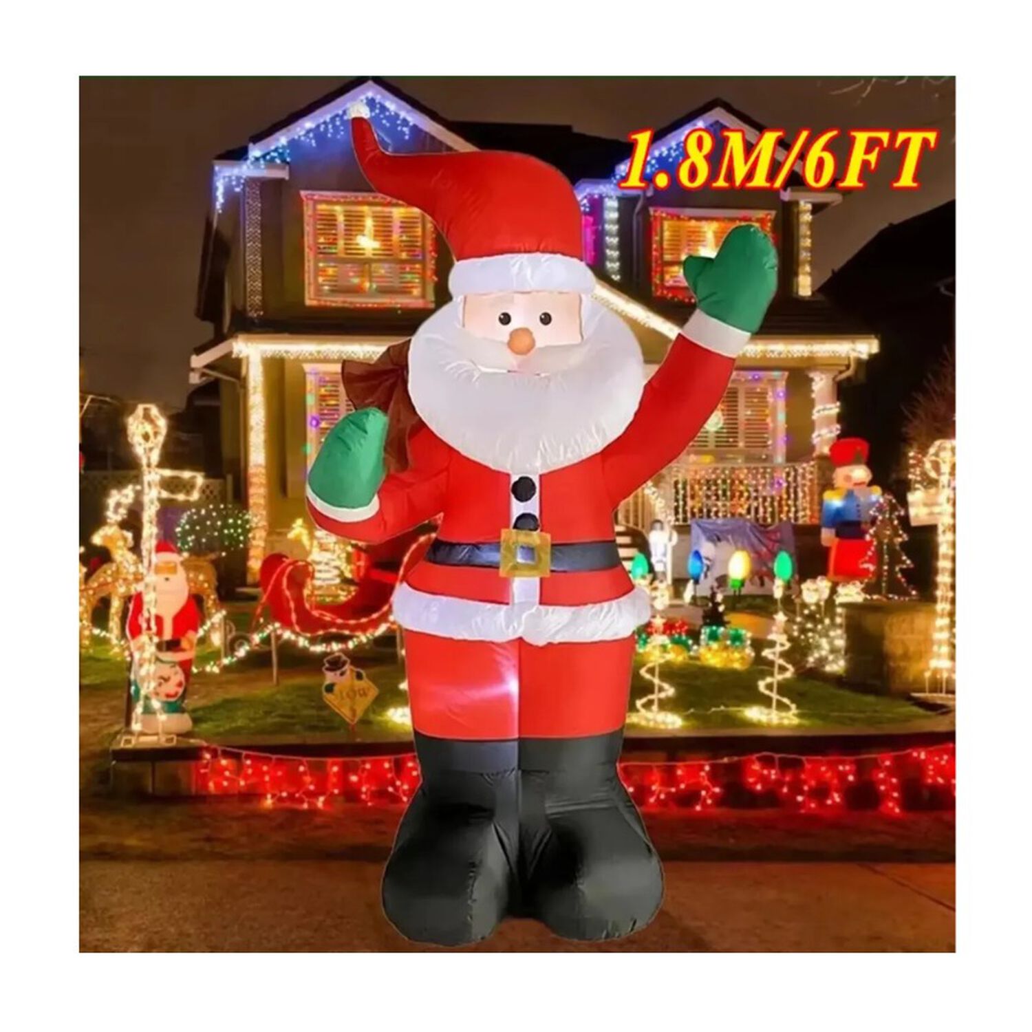 Papa Noel Inflable Gigante 1.82m Decoracion Navidad Exterior image number 1.0