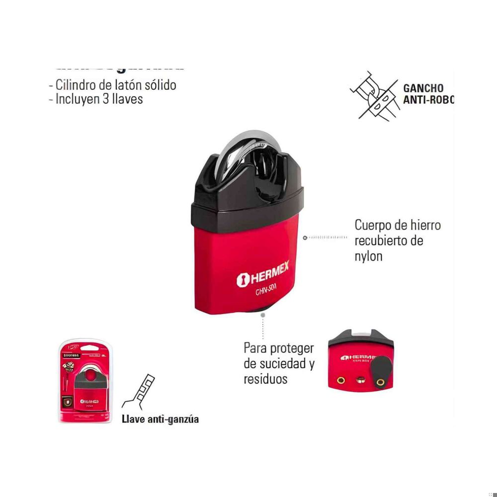 Candado De Seguridad Hierro 50mm 1 Un. - Hermex image number 1.0