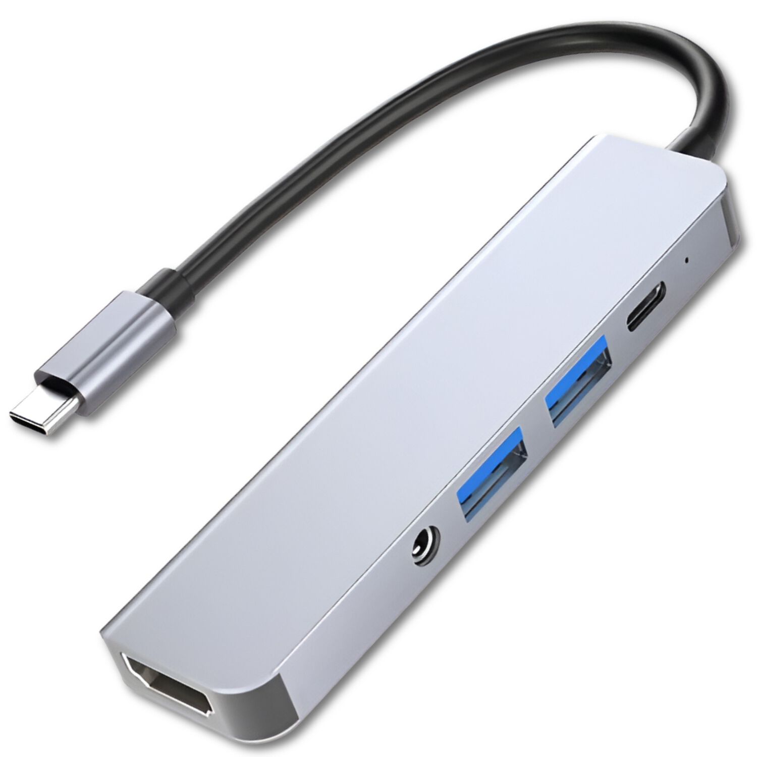Adaptador Hub Usb-c Multipuertos 5 En 1 (hdmi, Jack, Usb, Usb C) image number 1.0