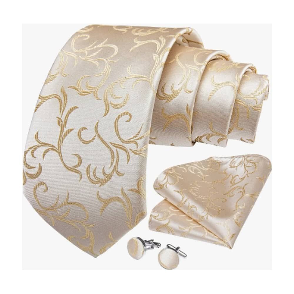 Corbatas Seda Hombres, Pa&ntilde;o Y Colleras Dorado image number 1.0