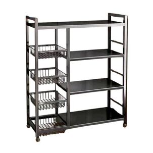 Estante 4 Niveles Con Cesta Ruedas 360° Estantes Ajustables