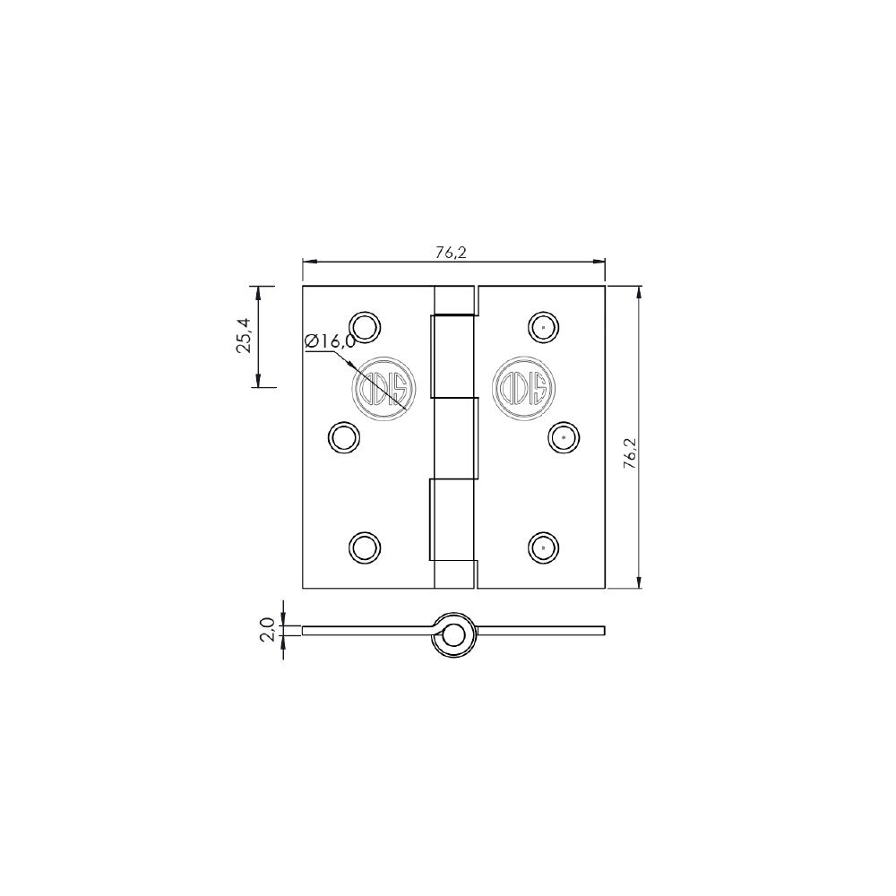 Pack 3 Bisagras Acero Odis 3&rdquo;&times;3&rdquo;&times; 2,0mm - Plata image number 5.0