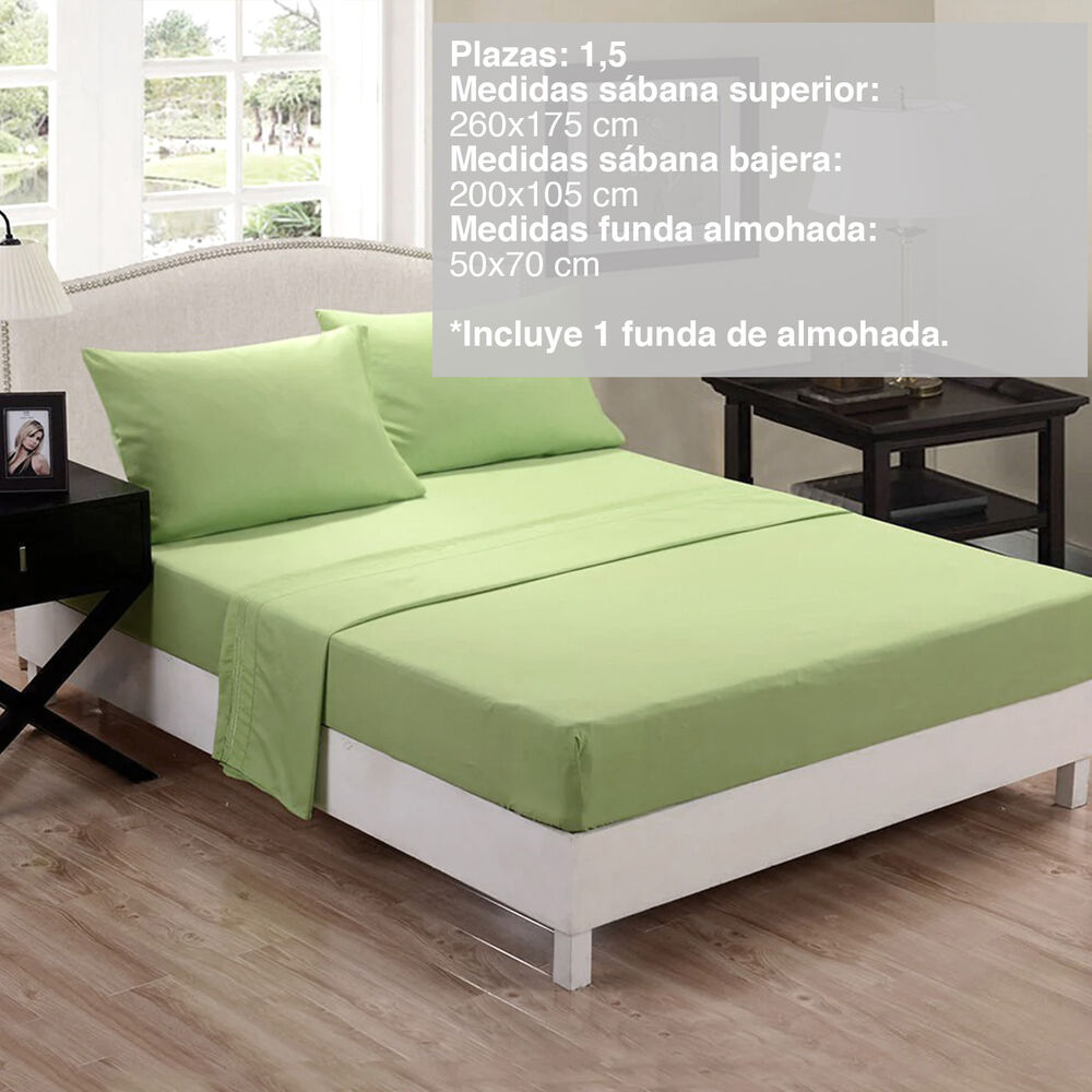 Juego Sábanas Microfibra Monaco 1.5 Plazas Verde image number 1.0