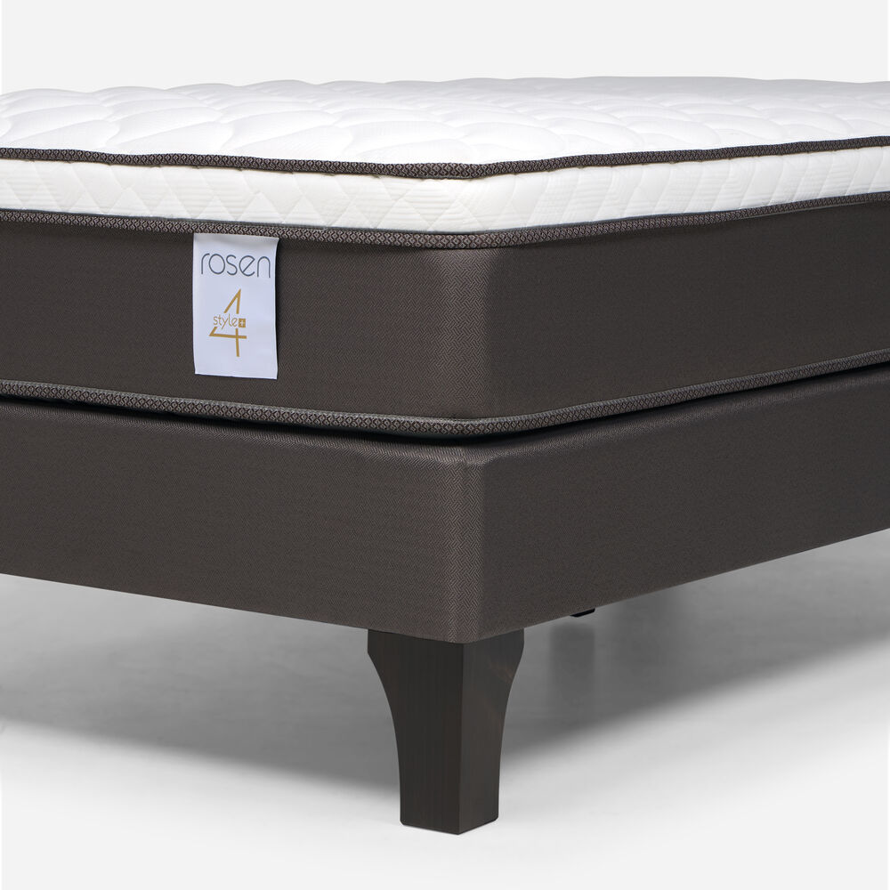Cama Europea Rosen New Style 4 Plus / 1 Plaza / Base Normal  + Respaldo Maurice Chocolate image number 4.0