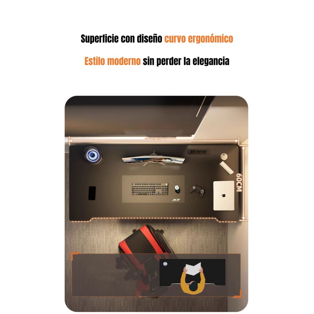 Escritorio De Madera Con Repisa Inferior 140x60x72cm Crown image number 5.0