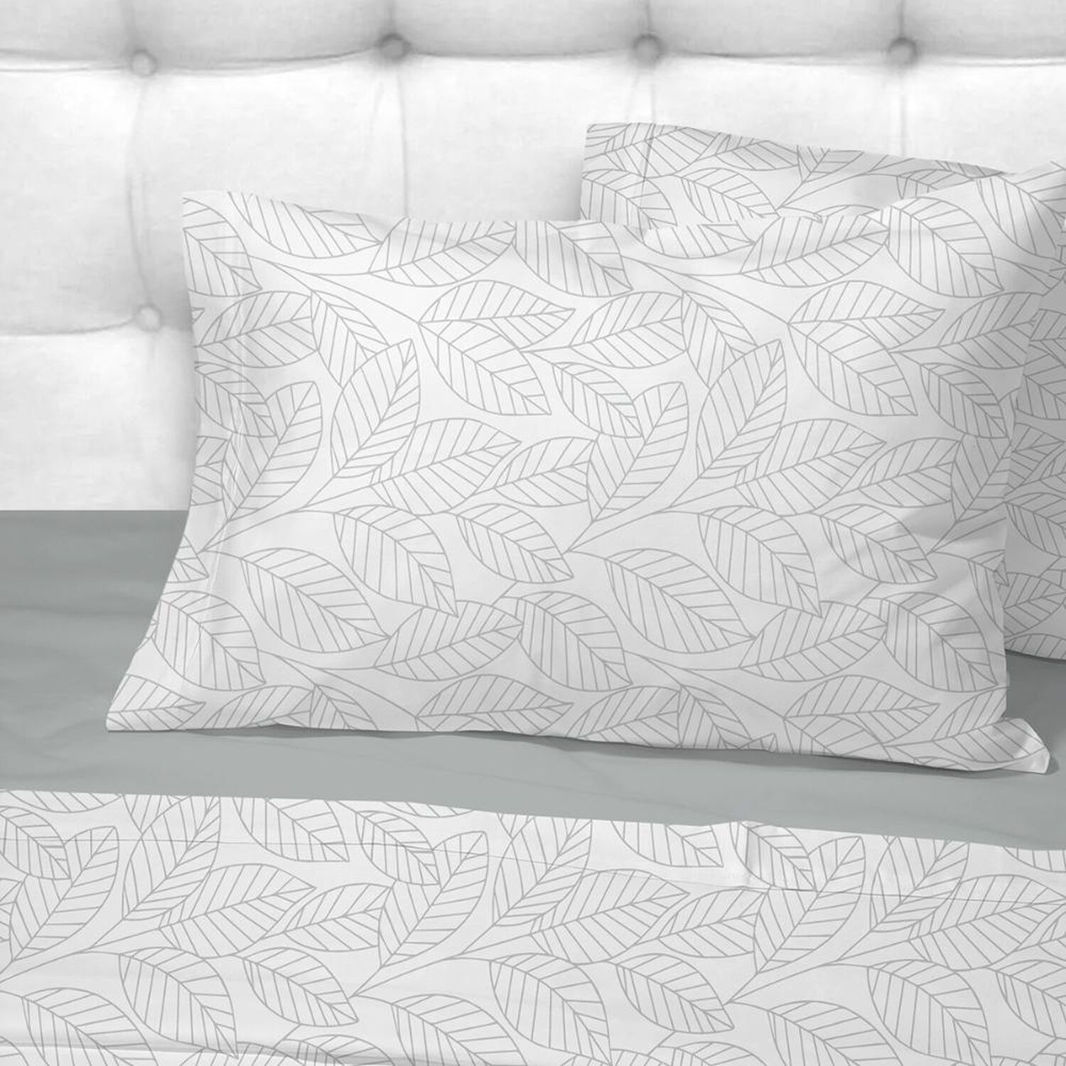 Sabanas Andes 180 Hilos Estampada Hojas Gris 1.5 Plazas image number 1.0