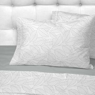 Sabanas Andes 180 Hilos Estampada Hojas Gris 1.5 Plazas