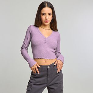 Polera Con Botones Manga Larga Cuello V Mujer Freedom