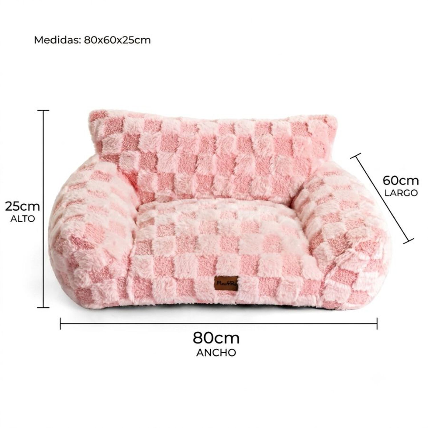 Cama Sof&aacute; Para Perros Y Gatos Dise&ntilde;o Cuadros Rosa Lavable Talla M image number 2.0