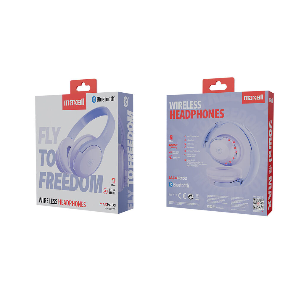 Aud&iacute;fonos Inal&aacute;mbricos Maxell Bluetooth Fly 30 Horas Purpura image number 3.0