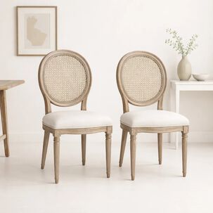 Pack De 2 Sillas De Comedor Madera Acolchada Luis Xv