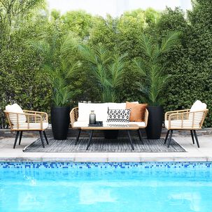 Juego Living Terraza Bali Cojín Marfil 4 Pers
