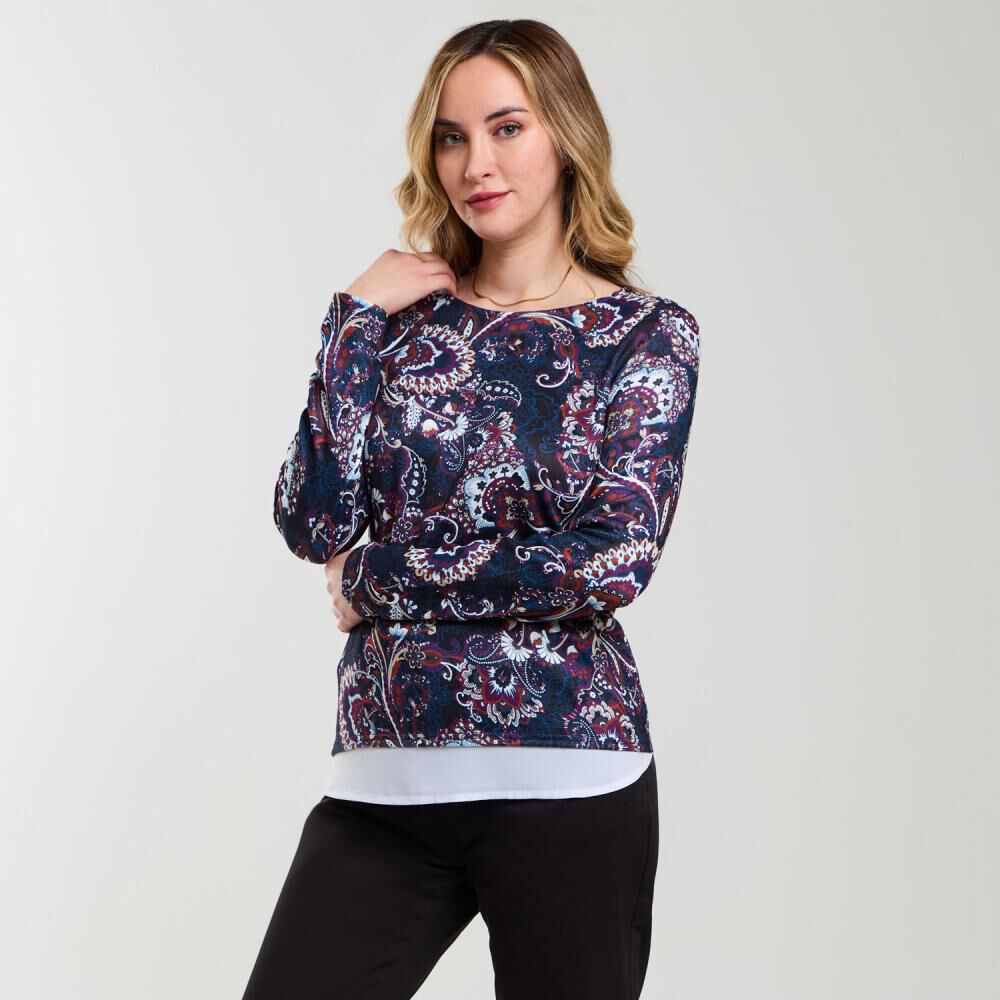 Sweater Full Print Manga Larga Cuello Redondo Mujer Geeps image number 2.0