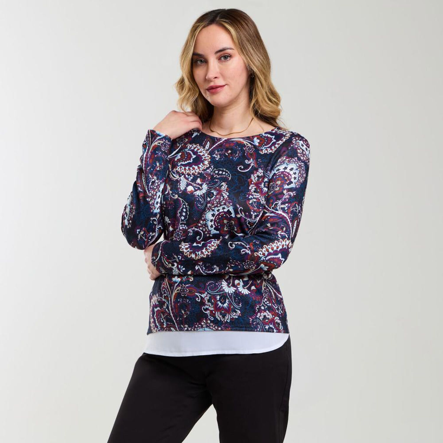 Sweater Full Print Manga Larga Cuello Redondo Mujer Geeps image number 2.0