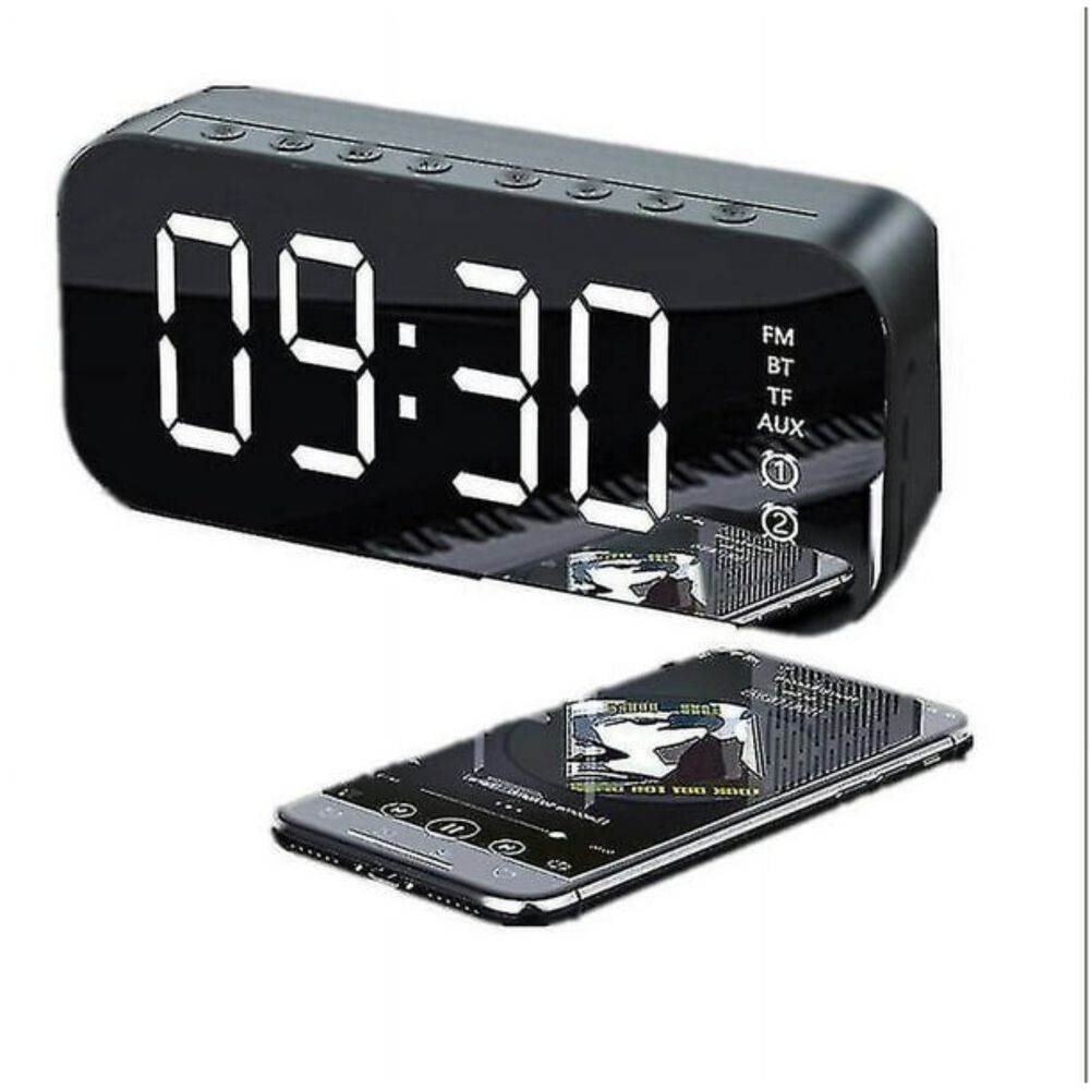 Reloj Despertador Digital Led Con Parlante Bluetooth Negro image number 0.0