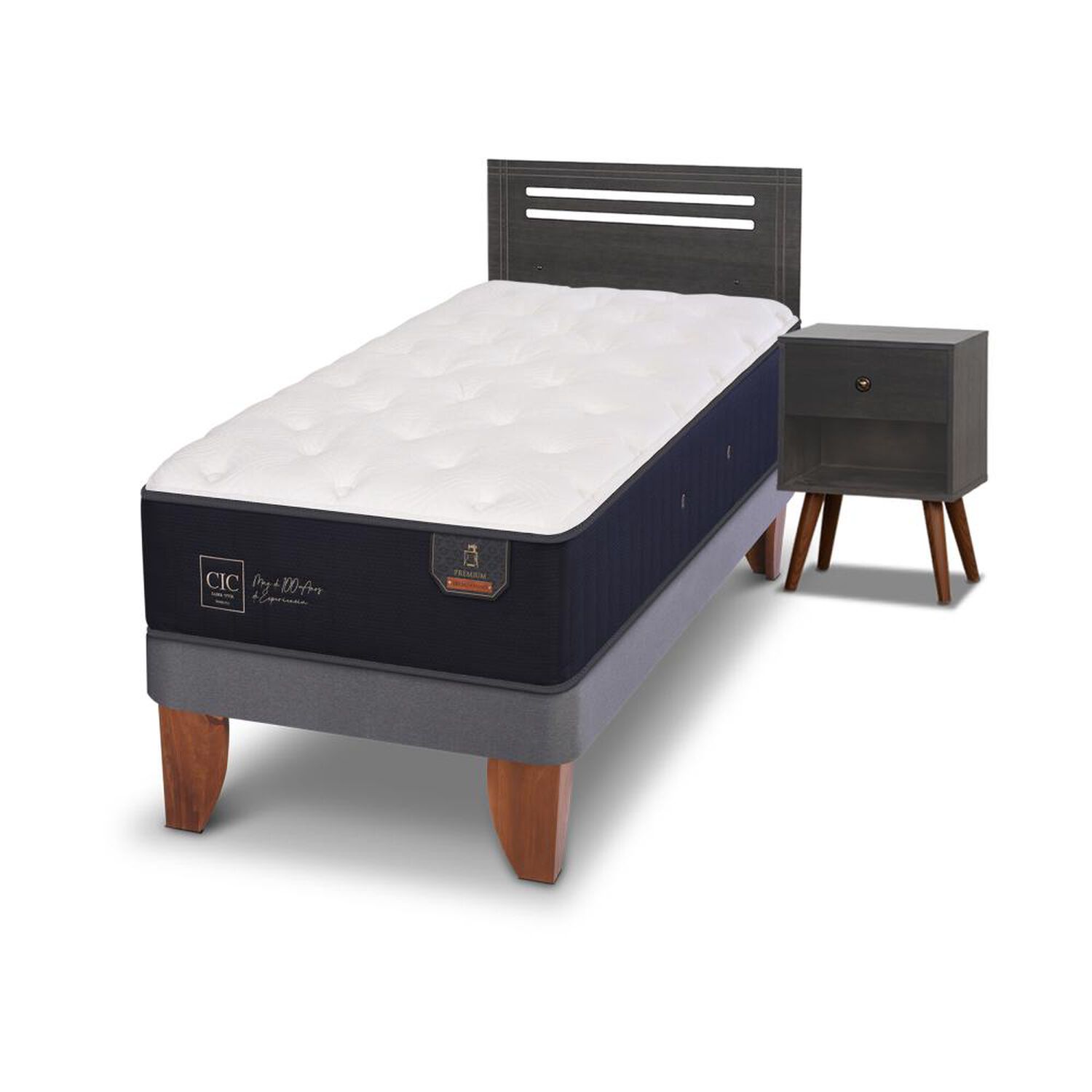Cama Europea Cic Premium / 1.5 Plazas / Base Normal + Set De Maderas image number 1.0