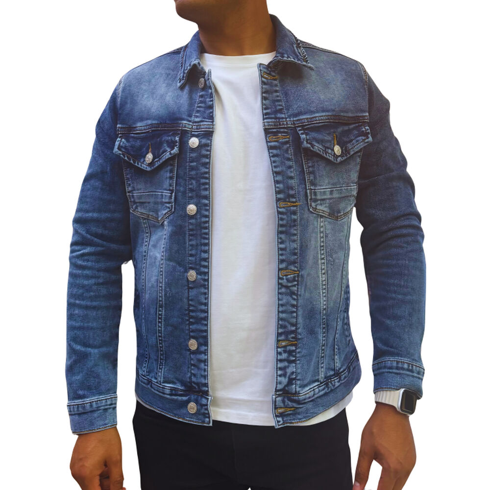 Chaqueta Denim Mezclilla Hombre Desgastada image number 0.0