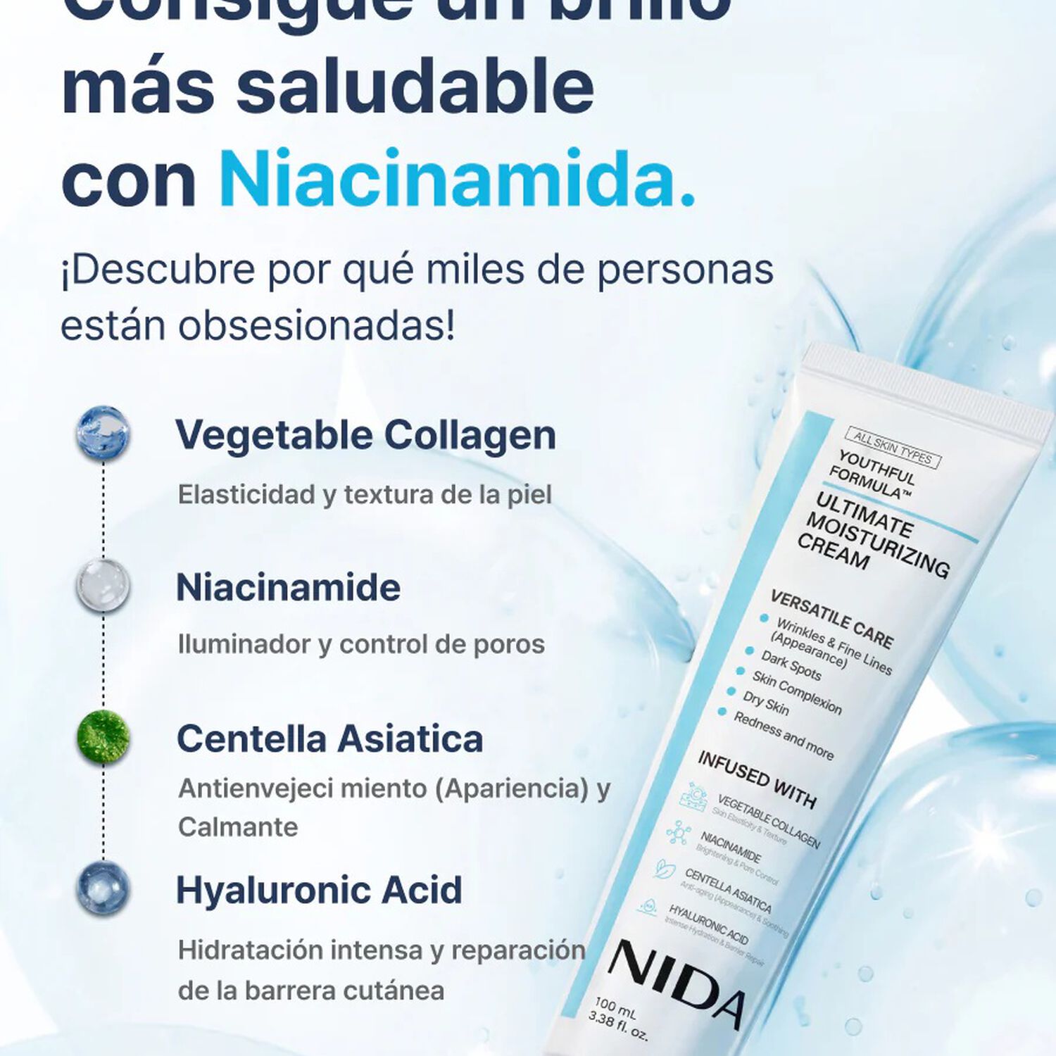 Youthful Formula Ultimate Moisturizing Cream (nida) - 100ml Crema Antiedad Con Col&aacute;geno, P&eacute;ptidos, Niacinamida image number 1.0