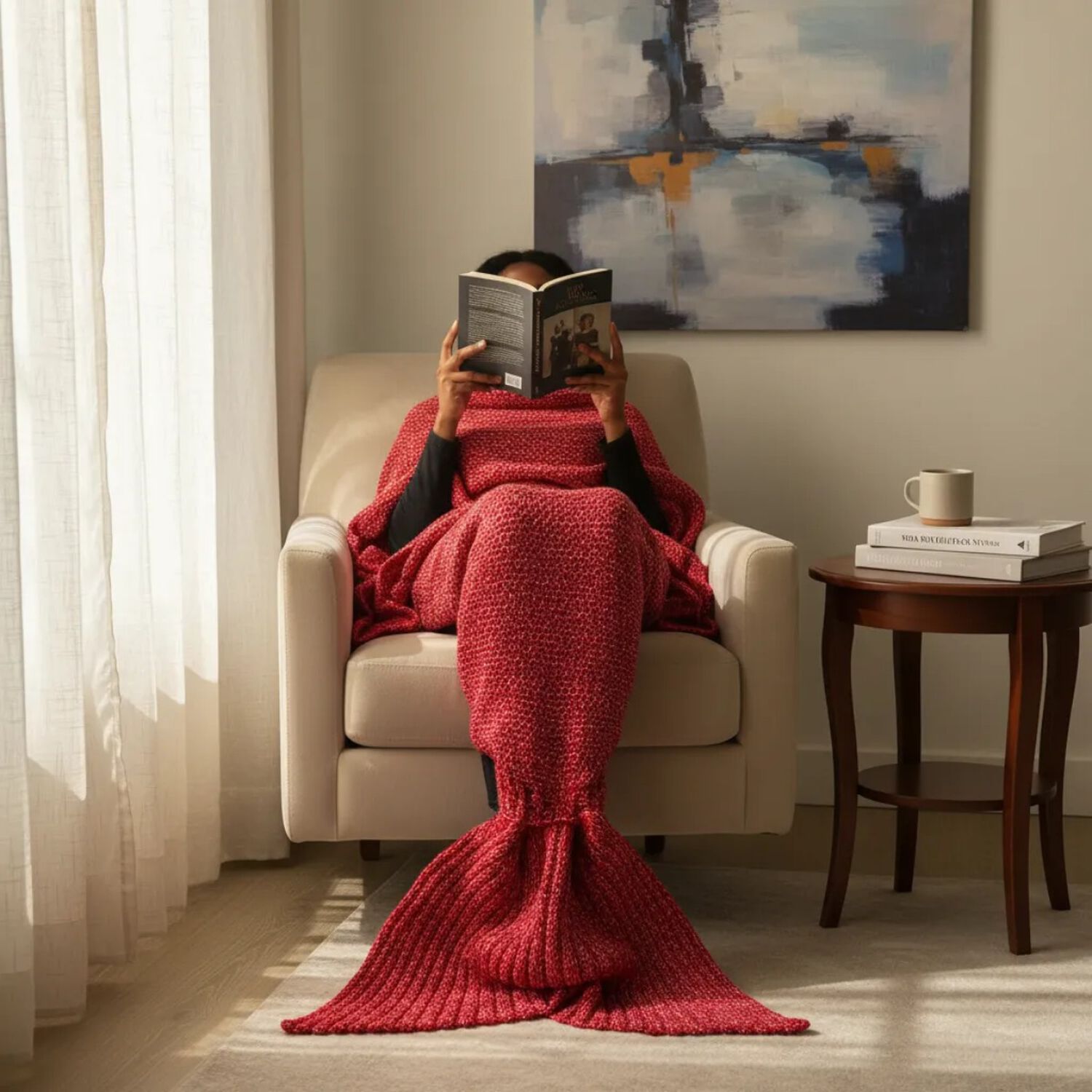 Manta Tejida Estilo Sirena Xl | Suave, C&aacute;lida Y Decorativa image number 0.0