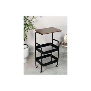 Carro Organizador 3 Niveles Con Ruedas Living Cocina Dorm Caf&eacute; Con Negro