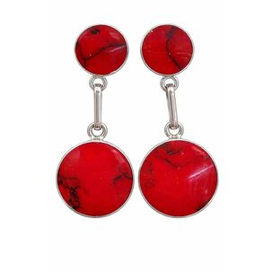 Aros Granate Circular Plata 950 Atornillados Colgantes Mujer Elegantes Piedra Roja