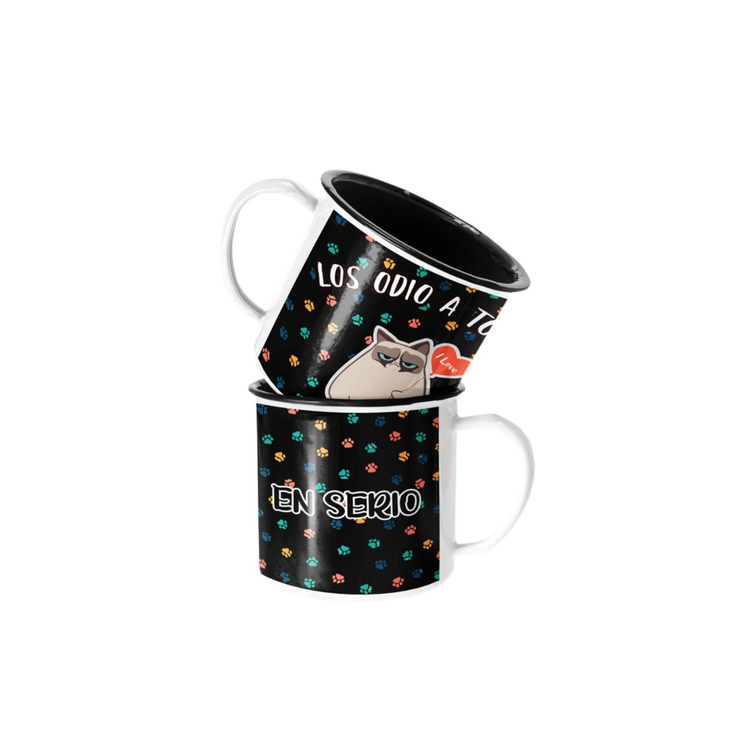 Taza Enlozada Lechera Gato Los Odio A Todos En Serio image number 0.0