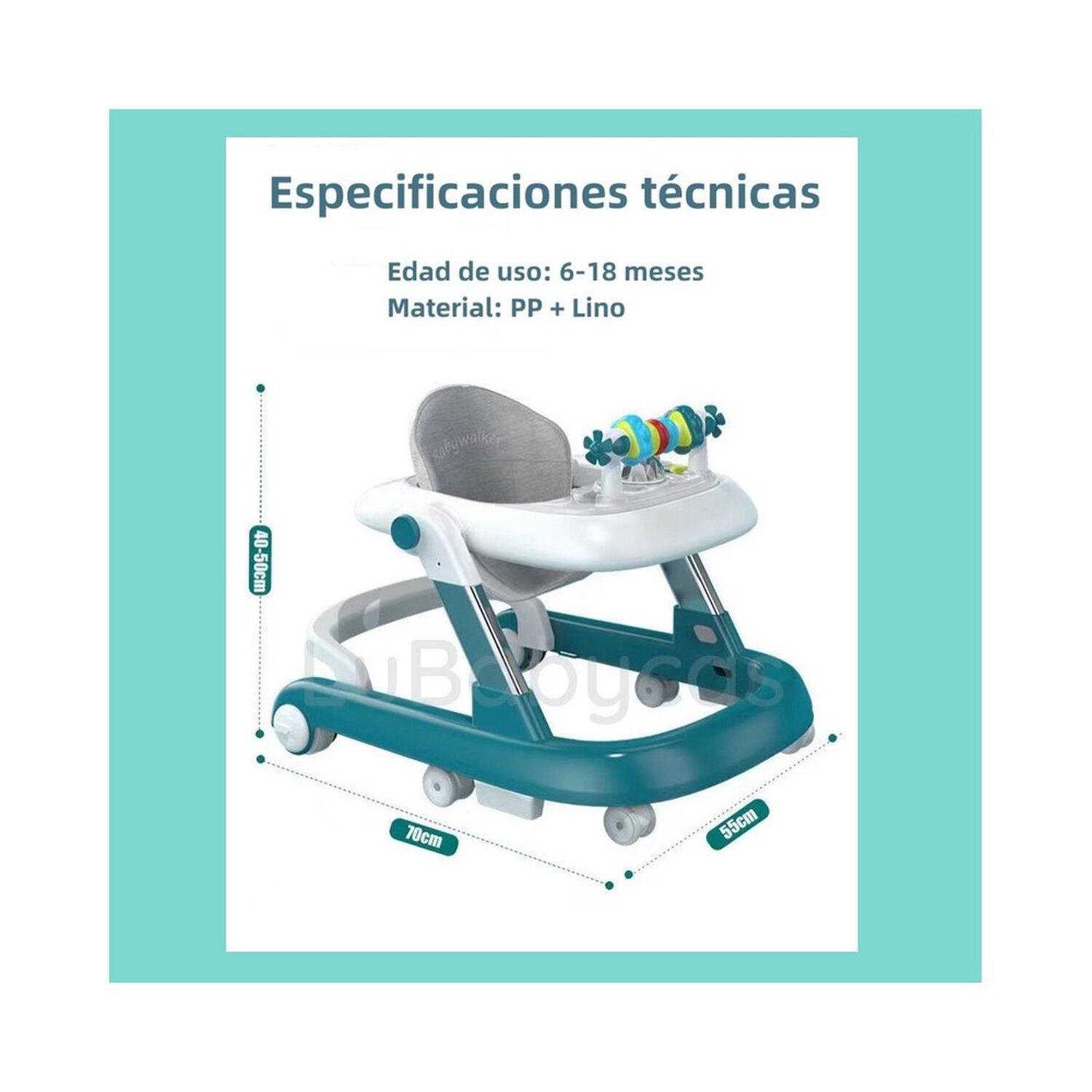 Andador Caminador Multifuncional 4 En 1 Lubabycas Burdeos image number 8.0