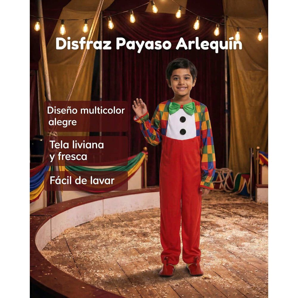 Disfraz Cosplay Payaso Buf&oacute;n Ni&ntilde;o image number 11.0