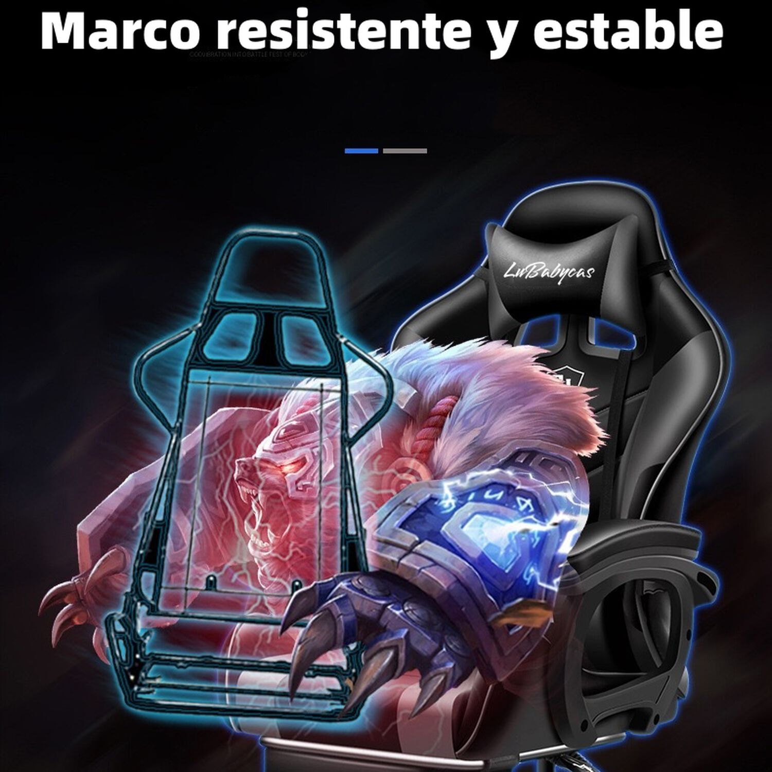 Silla Gamer Reclinable Con Reposa Pies Blanca Lubabycas image number 3.0