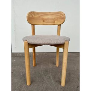 Silla Fresno Asiento Tapizado Y Acolchado Chenilla Con Respaldo Curvo Y Patas De Madera