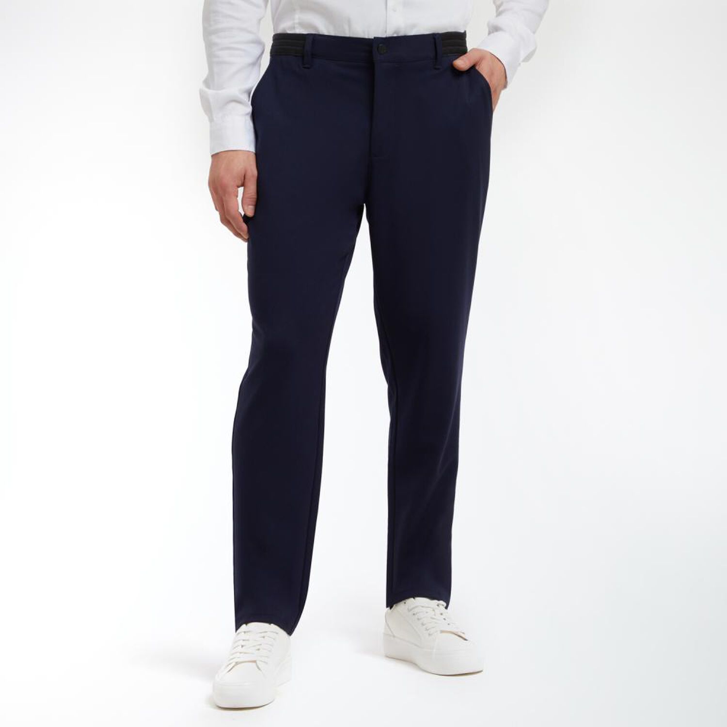 Pantal&oacute;n De Vestir Tiro Medio Slim Fit Hombre Az Black image number 0.0