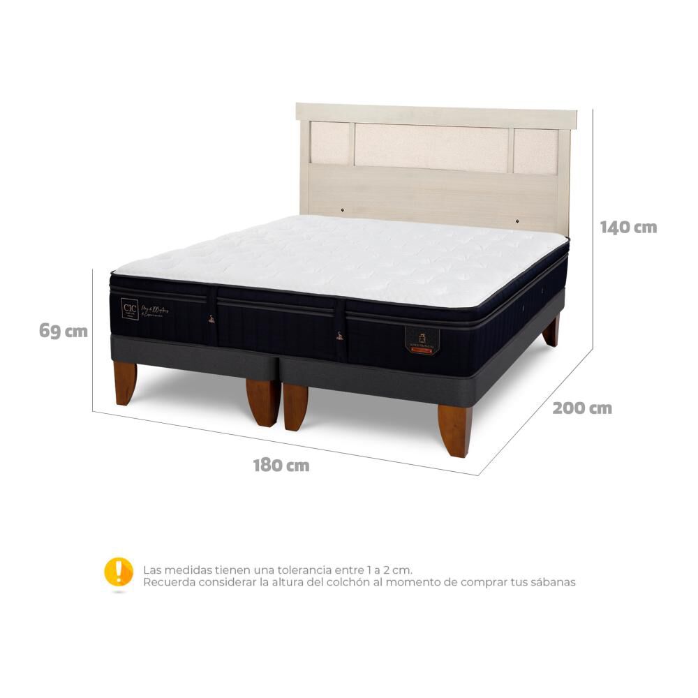 Cama Europea Cic Linea Premium / King / Base Dividida + Respaldo image number 6.0
