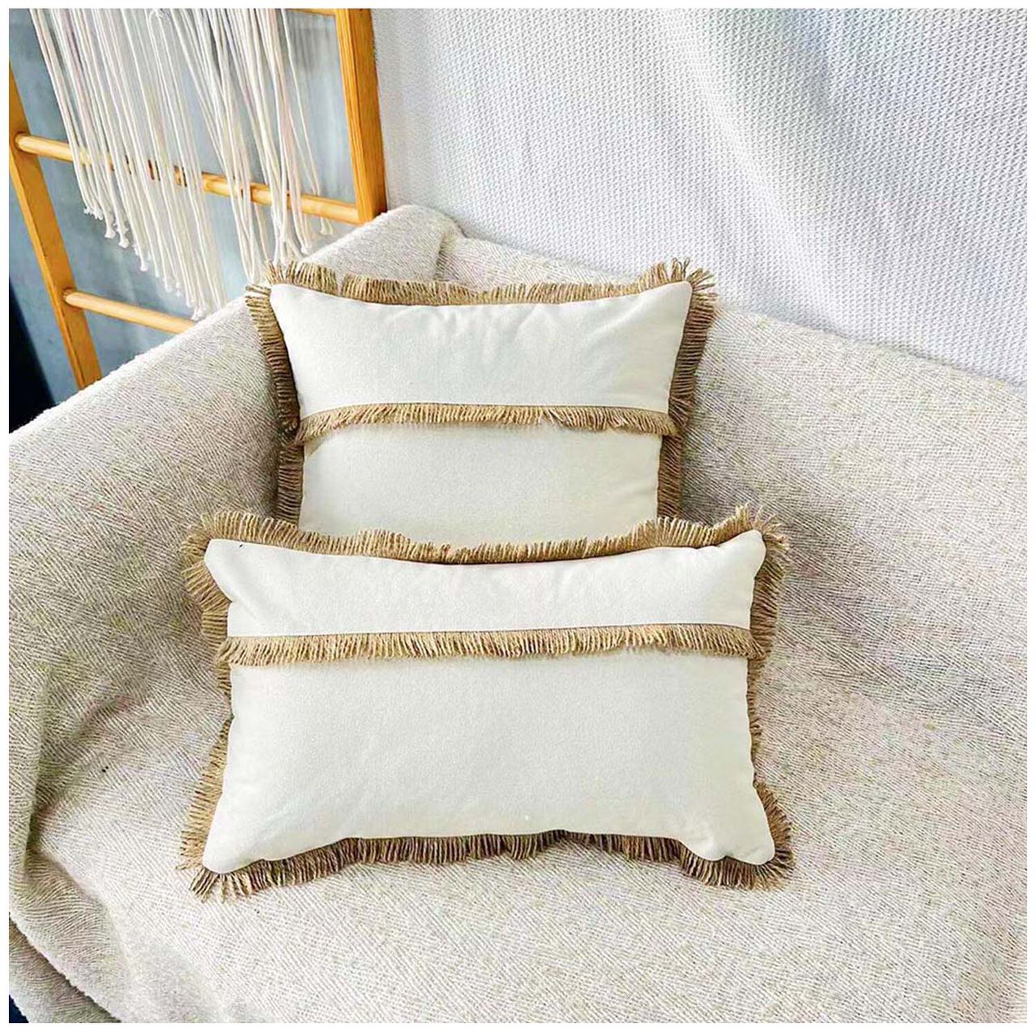 Pack De 02 Fundas De Cojin Con Detalles En Yute 45x45 Cm M05 image number 2.0