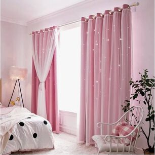 Cortinas Tela+visillo Estrella Hueca 150cm X 240cm (2 Pa&ntilde;os)