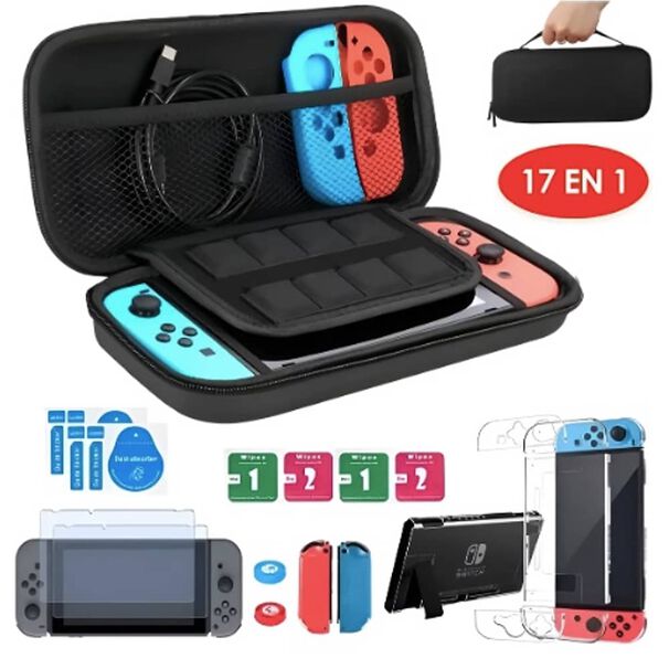 Estuche Protector Para Nintendo Switch Oled Kit 17 En1 Funda