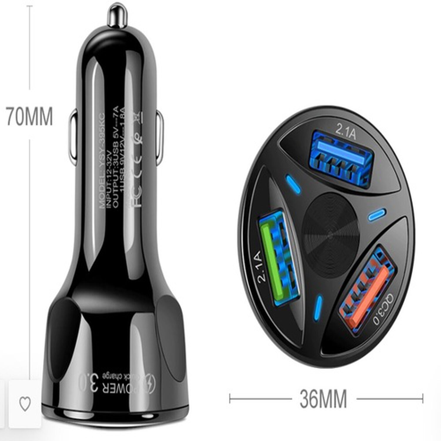 Cargador De Celular Auto 3.1 Amperes 3 Usb Carga R&aacute;pida Para Celulares Al Encendedor Del Carro image number 1.0