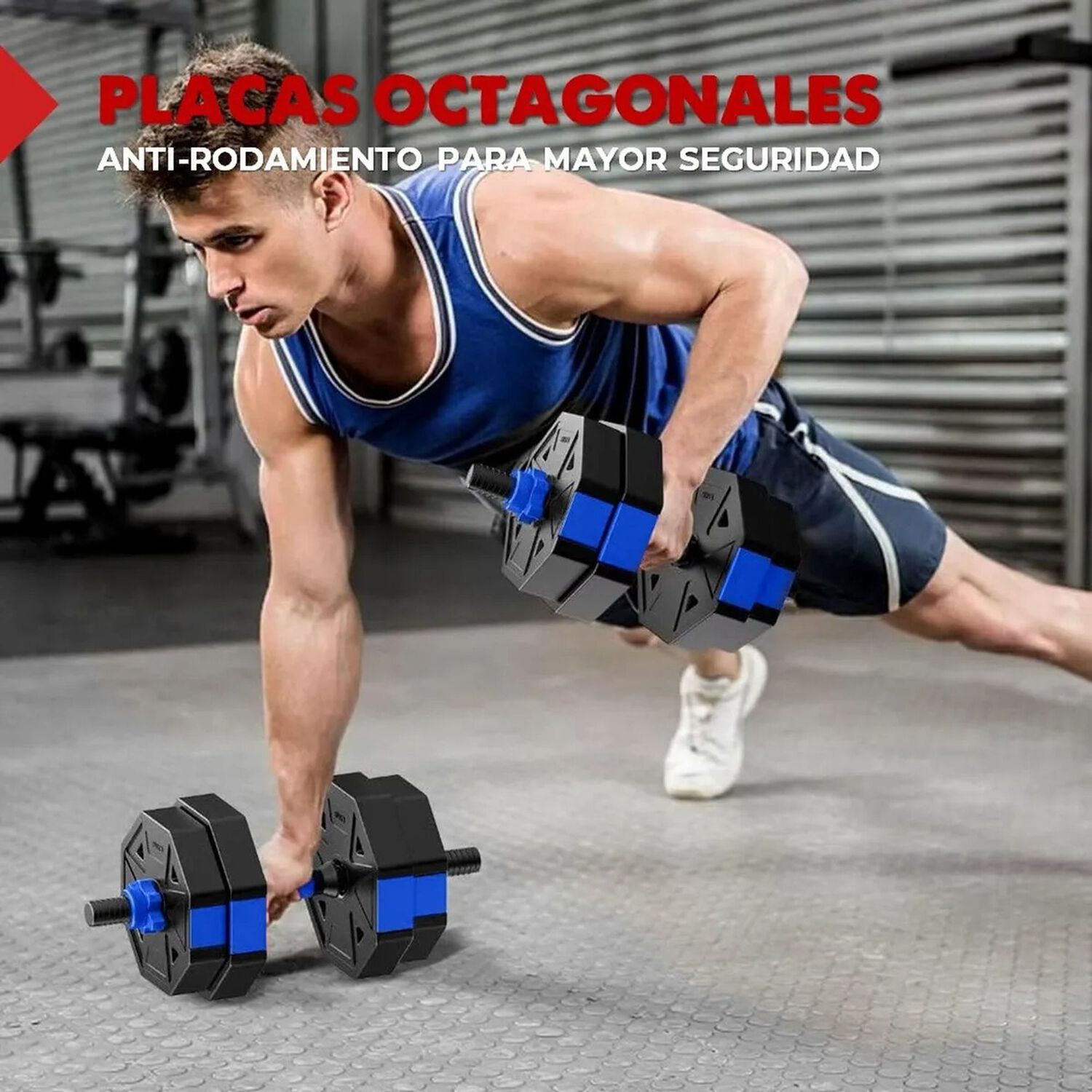 Set Mancuernas Ajustables Hexagonales 15 Kg 2en1 + Barra image number 2.0