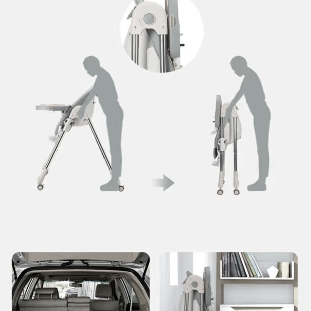 Silla De Comer Lubabycas Plegable Con Ruedas Gris image number 3.0
