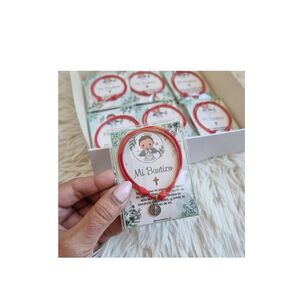 Recuerdos Bautizo Encintados 12 Pulseras Bautismo + Tarjetas