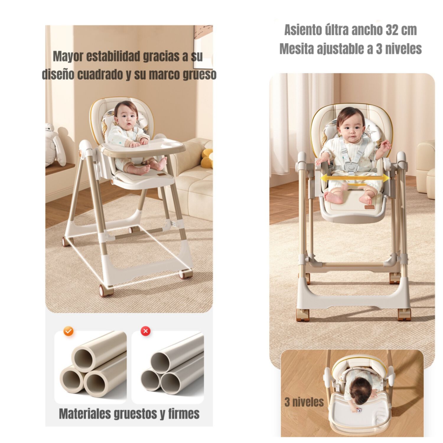 Silla De Comer Columpio 2 En 1 Lubabycas Rosada image number 5.0