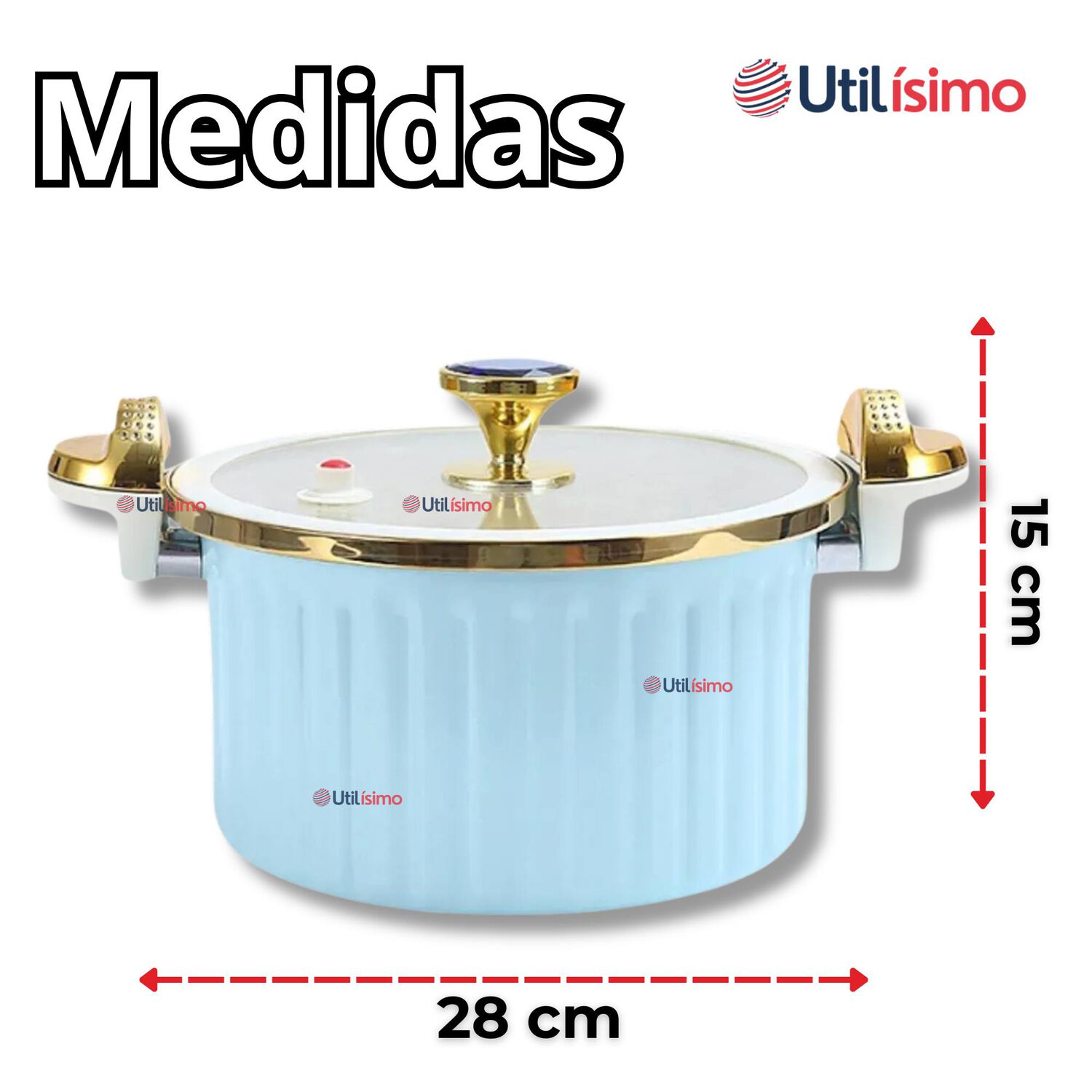 Olla De Micro Presi&oacute;n Esmalte Antiadherente Capacidad 12 Litros Color Azul image number 2.0
