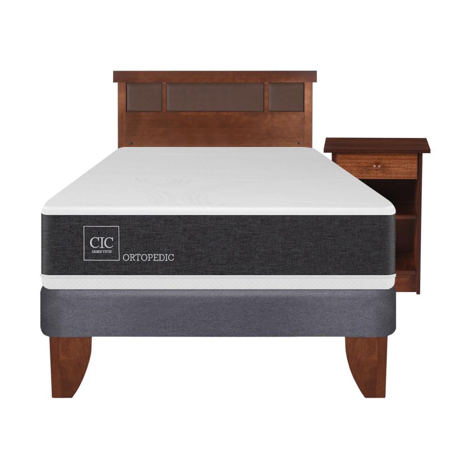Cama Europea Cic Ortopedic / 1.5 Plazas / Base Normal + Set De Maderas image number 0.0