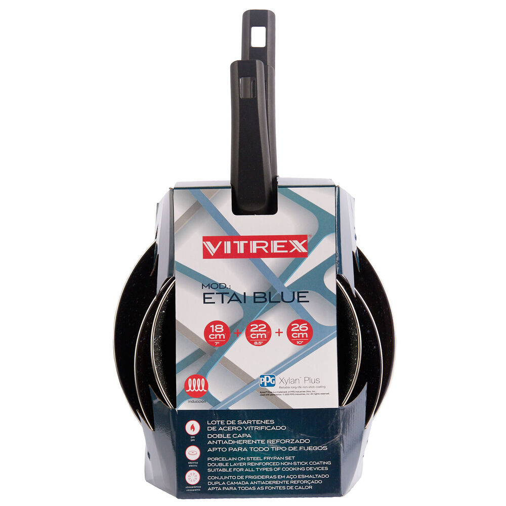 Set Sartenes Antiadherente Vitrex Etai Blue 18-22-26cm image number 3.0