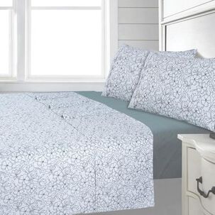 Sabana Andes 144 Hilos Estampada Floral Gris 1 Plaza