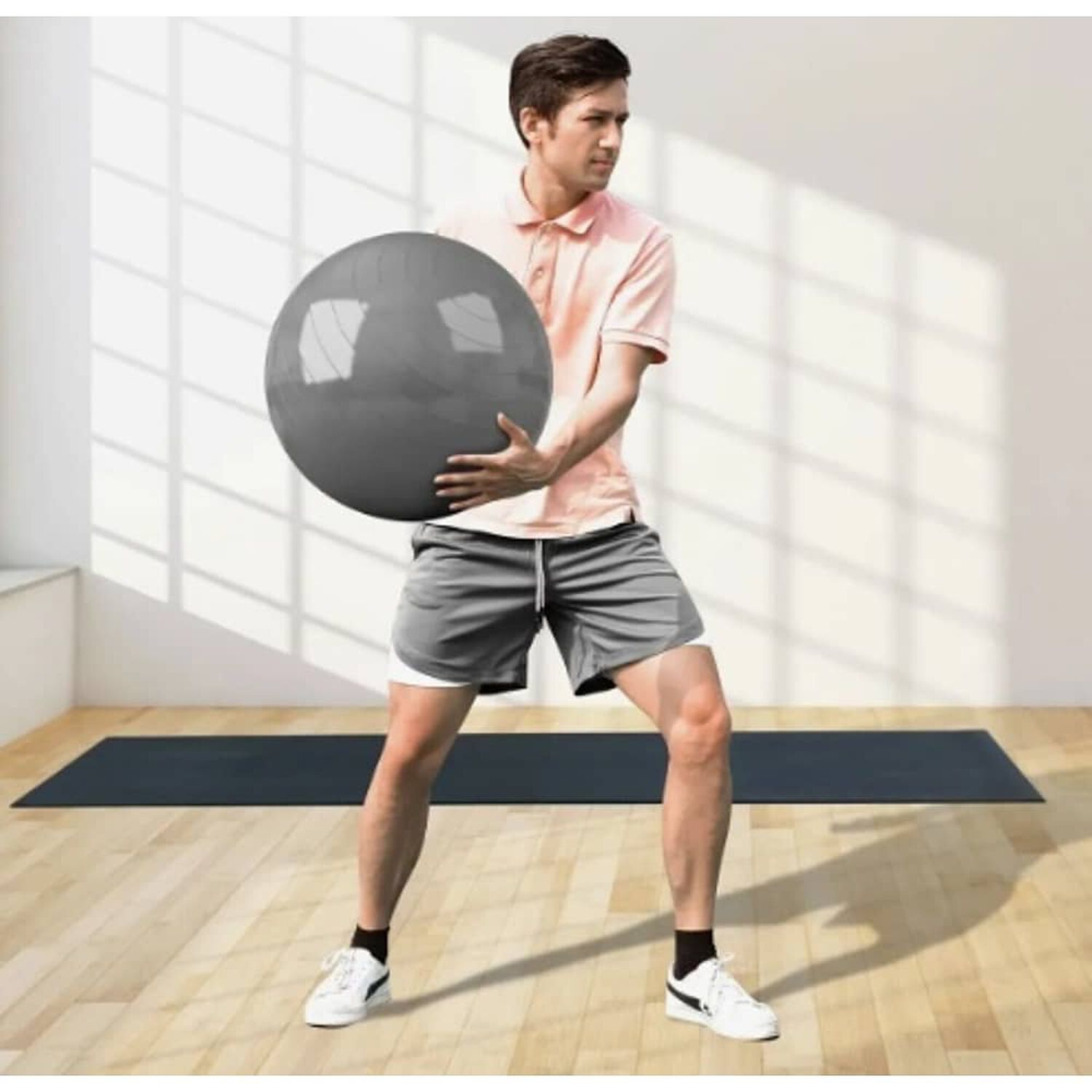 Short Gimnasio Con Licra Deportiva 2 En 1 Hombre Correr Gris L image number 2.0