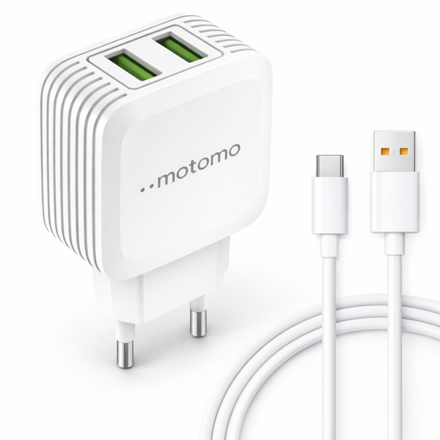 Cargador Motomo Dual Usb 12w Con Cable Tipo C De 1m Sec image number 0.0