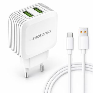 Cargador Motomo Dual Usb 12w Con Cable Tipo C De 1m Sec