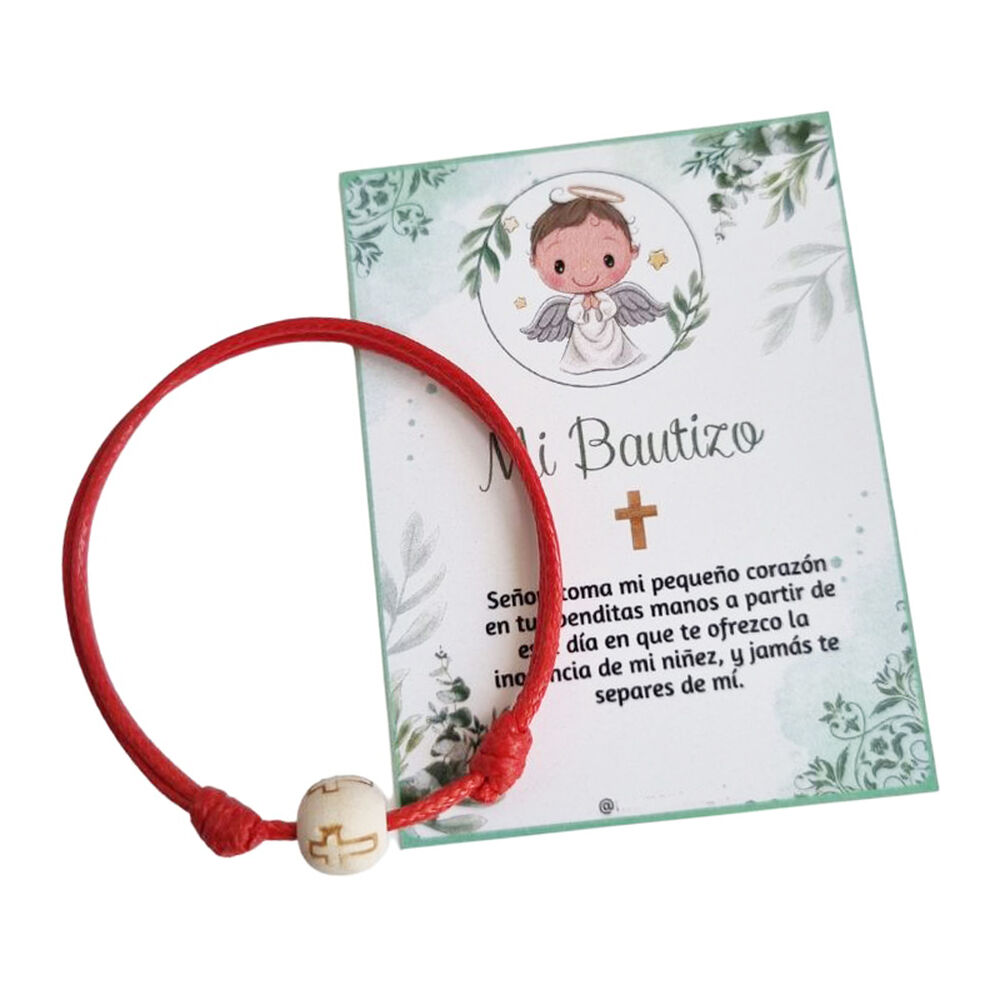 Recuerdos Encintados Bautismo Bautizo 12 Hilo Rojo + Tarjeta image number 0.0