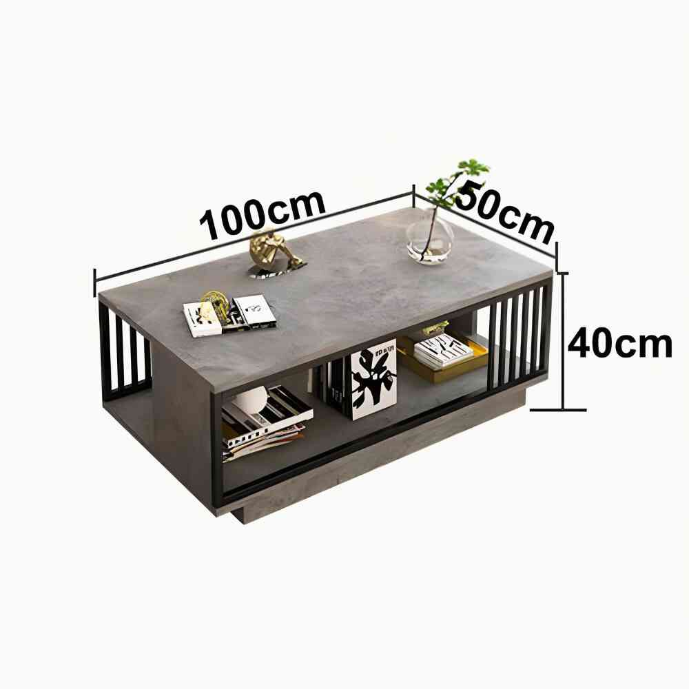 Mesa De Centro Para Living Con 2 Niveles 100x50x40 Gris image number 2.0