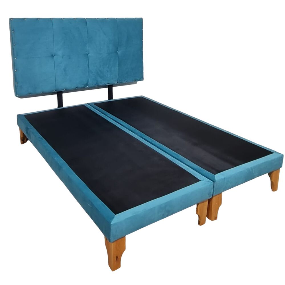 Cama Europea Dos Plazas Felpa Turquesa image number 1.0
